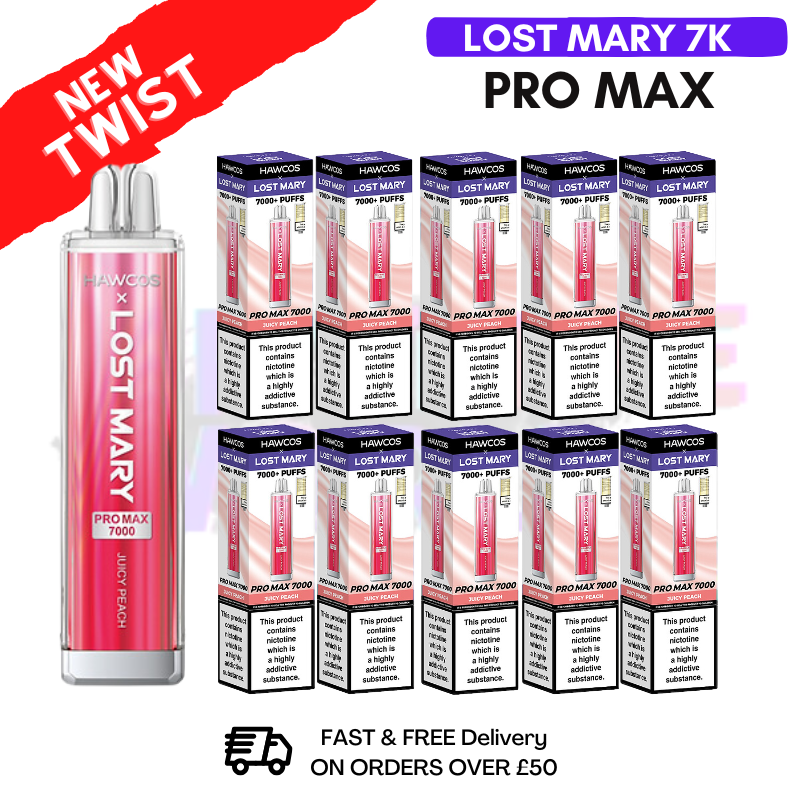 Shop Juicy Peach Lost Mary Pro Max 7K Box Of 10 - UK Vape World