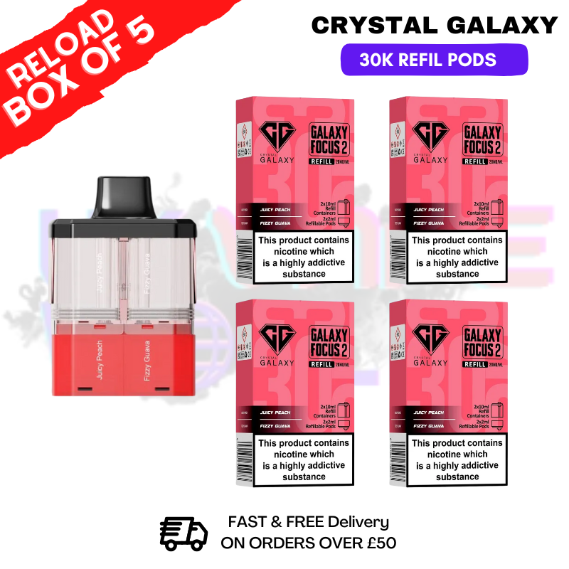 Juicy Peach Crystal Galaxy 30K Replacement Pods Box Of 5