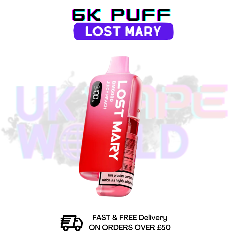 Juicy Peach LOST MARY 6K Puff 6000 Refil Disposable Kit | Only £8 