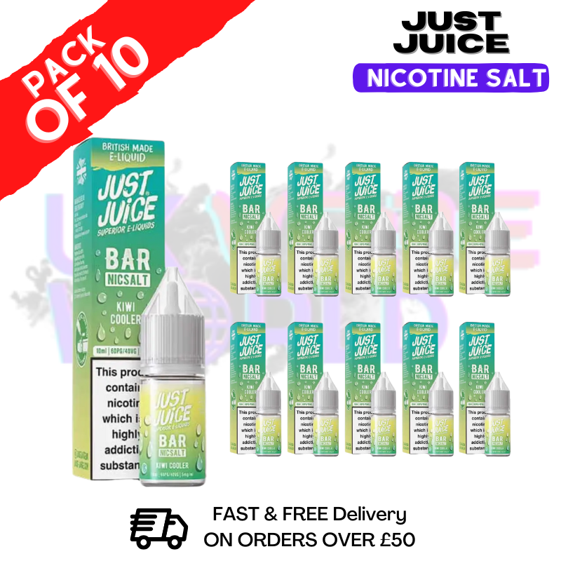 Kiwi Cooler Just Juice Nic Salt Box Of 10 - ONLY £17.99 - ukvapeworld