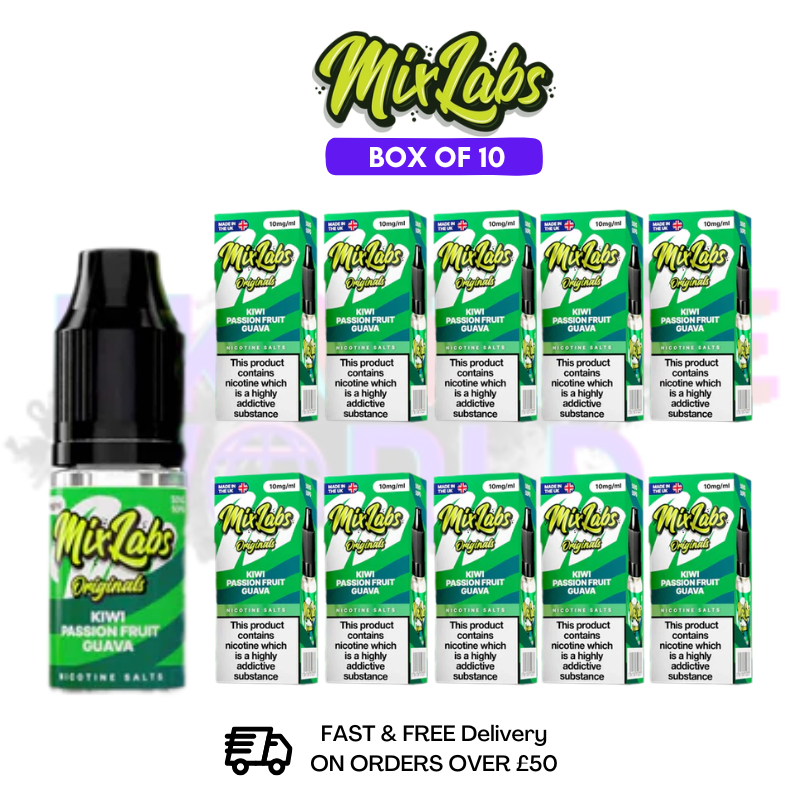 Kiwi Passion Fruit Guava MixLabs Nic Salt BOX OF 10 - £17.99 - ukvapeworld
