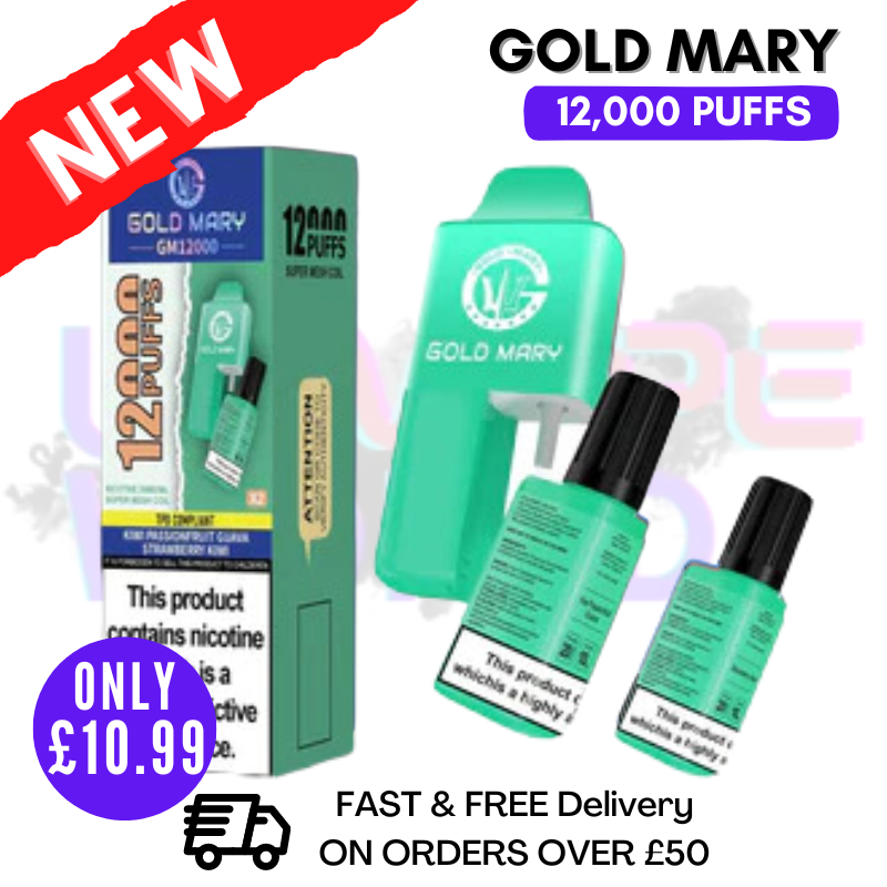 Shop Kiwi Passionfruit Guava Gold Mary 12000 Puff 12K Bar Disposable Kit - UK Vape World 