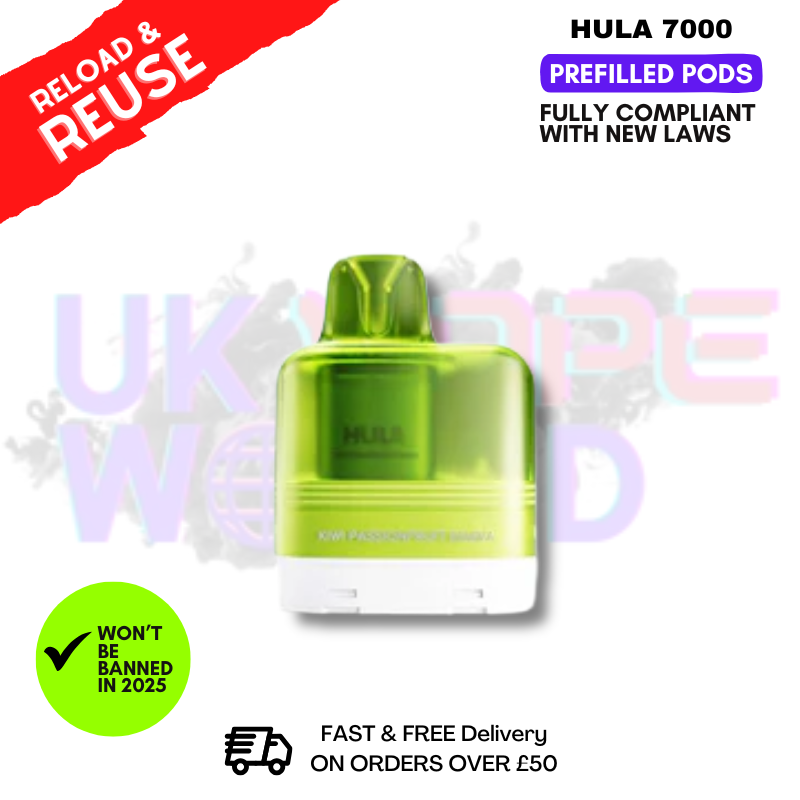 Kiwi Passionfruit Guava Hula 7K Puff Prefilled Pod REPLACEMENT