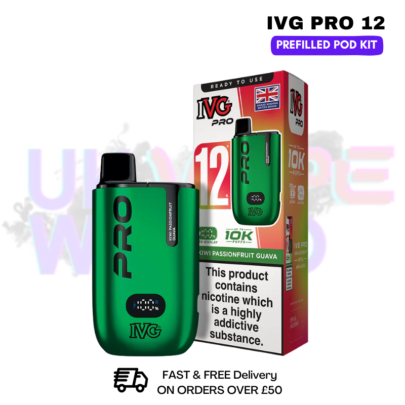 Kiwi Passionfruit Guava IVG Pro12 Prefilled Pod Kit - ukvapeworld