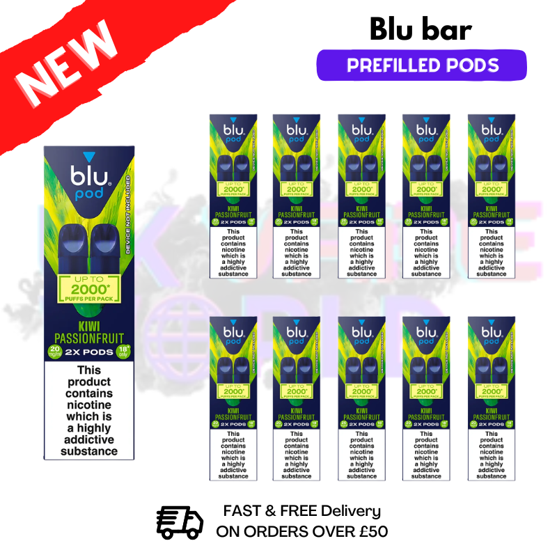 Kiwi Passionfruit Blu Bar Prefilled Pods Box Of 10 - UK Vapeworld