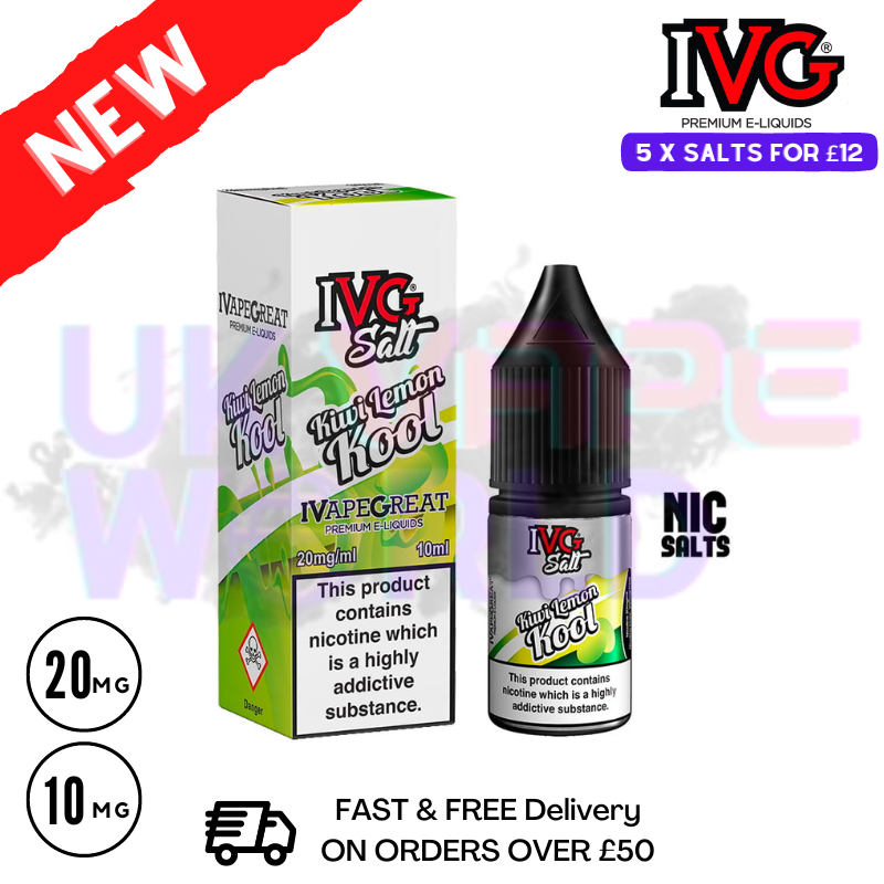 Kiwi Lemon Kool IVG Salt 10ml Nic Eliquid - UK Vape World