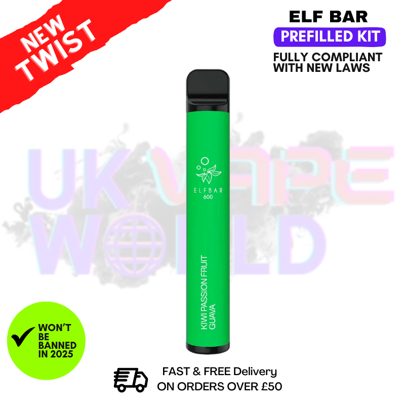 Shop Kiwi Passion Fruit Guava Elf Bar EB600 Prefilled Pod Kit - UK Vape World