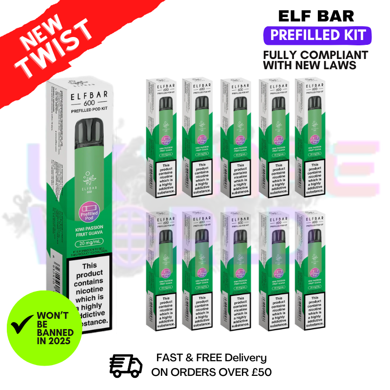 Elf Bar Kiwi Passion Fruit Guava Box of 10 - UK Vape World