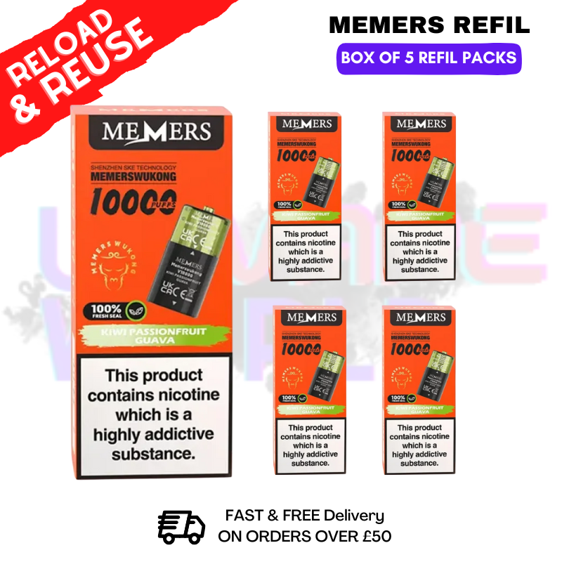 shop Kiwi Passionfruit Guava Memers V10000 Replacement Pods Box of 5 - ukvapeworld