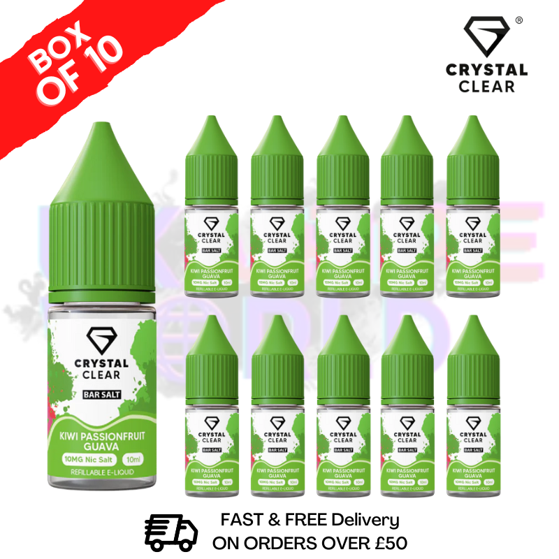 Kiwi Passionfruit Guava Crystal Clear Nic Salt Box Of 10 - Only £17.99 - ukvapeworld