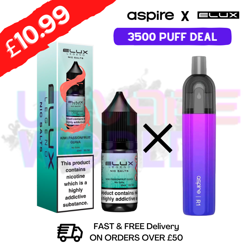 Kiwi Passionfruit Guava Elux Legend 3500 Puff Kit Bundle