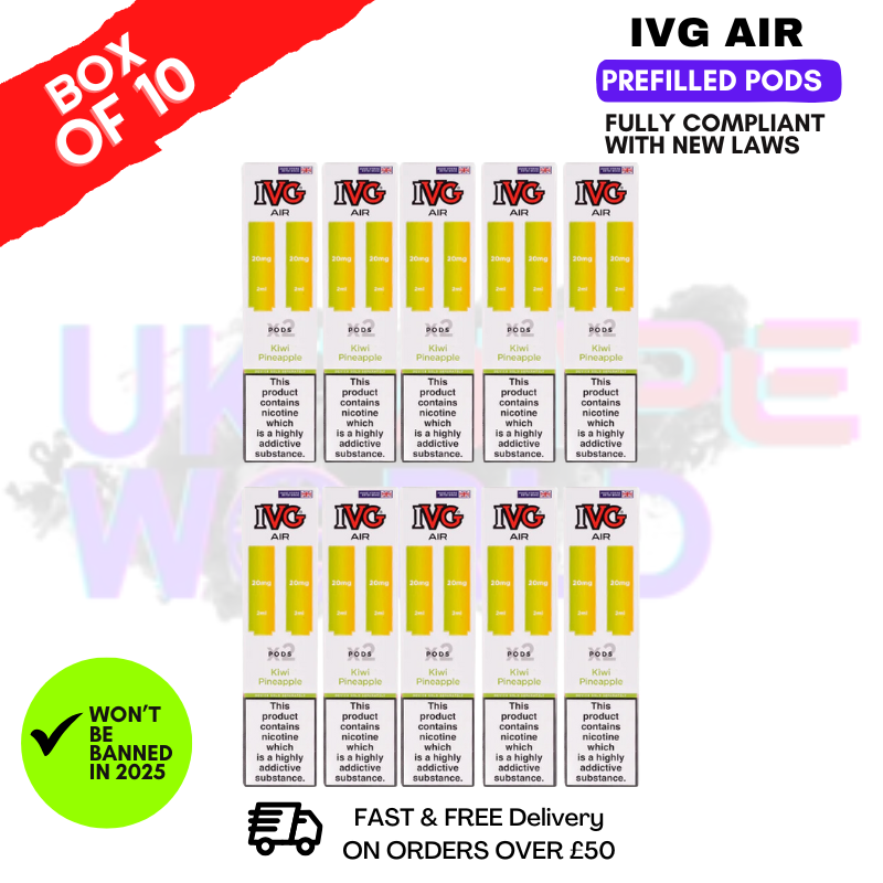 Shop Kiwi Pineapple IVG AIR Prefilled Pod Box Of 10 - UK Vape World