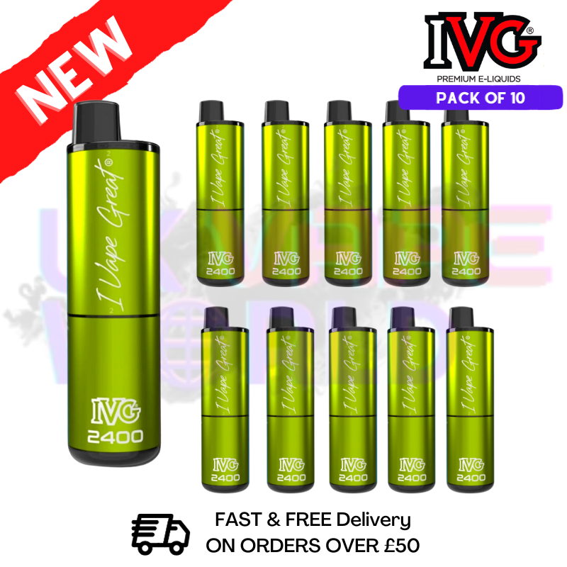 Shop Box Of 10 - Lemon Lime IVG 2400 Disposable Vape Pen Kit - UK Vape World