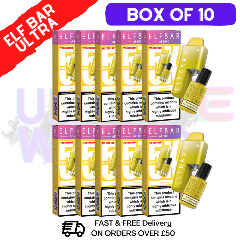 Shop Lemon ICE Elf Bar 5000 Puff 5K Bar BOX OF 10- UK Vape World
