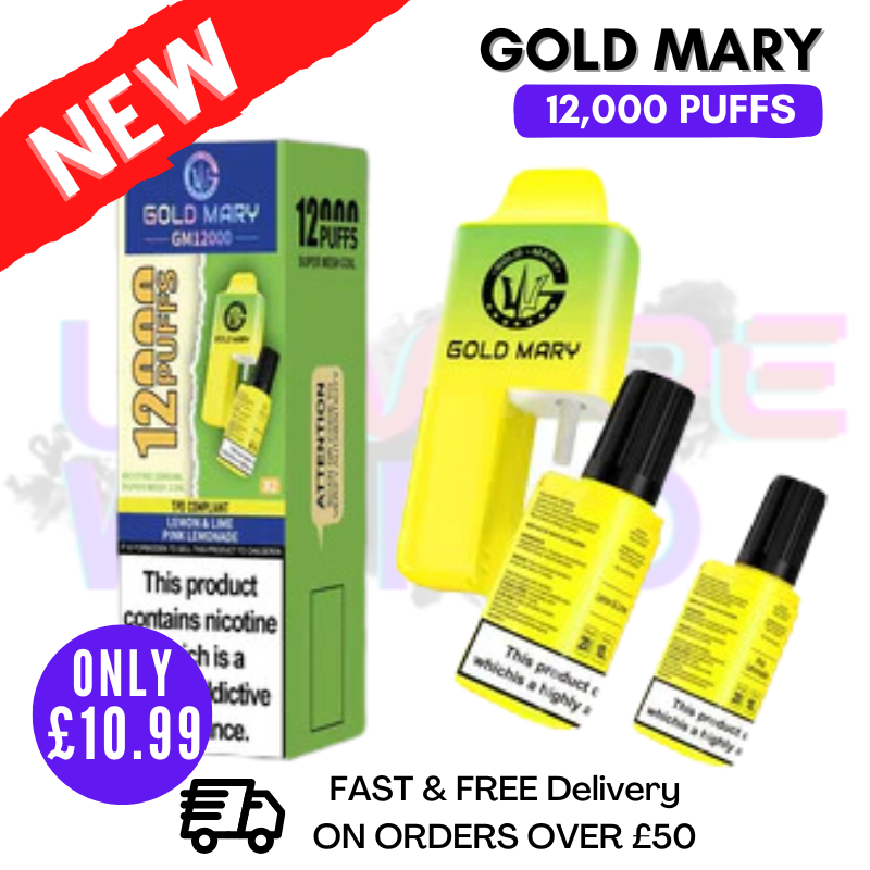 Shop Lemon Lime Gold Mary 12000 Puff 12K Bar Disposable Kit - UK Vape World