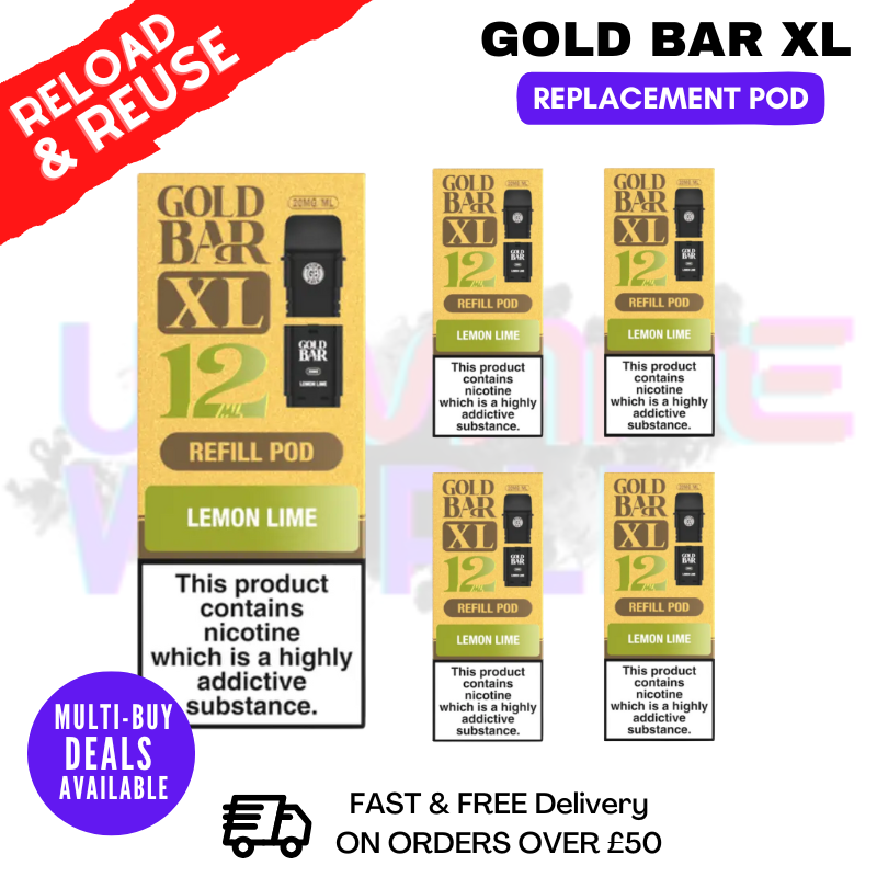 Lemon Lime Gold Bar XL REFIL Pods Box Of 5 - ukvapeworld