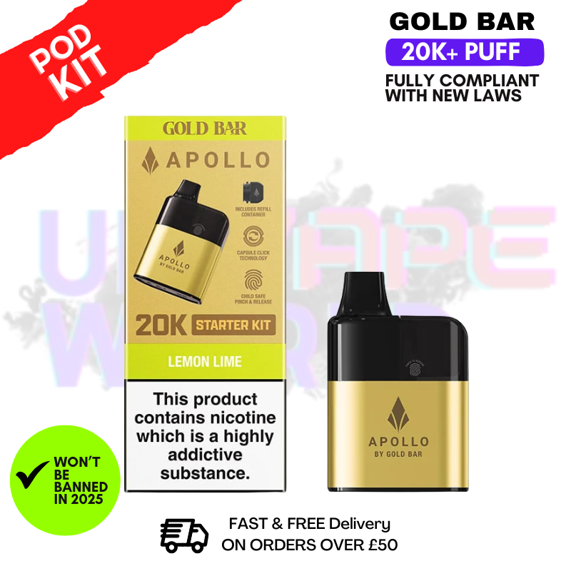 Lemon Lime Gold Bar Apollo 20K Prefilled Pod Kit