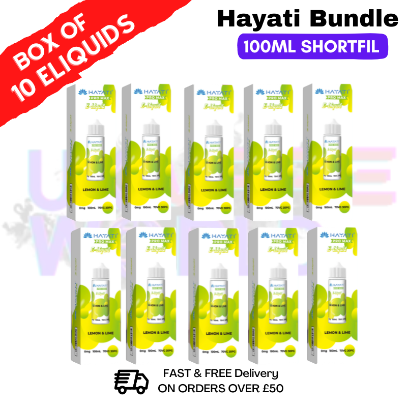 Lemon Lime Hayati 100ML Box Of 10 + Free NicShots