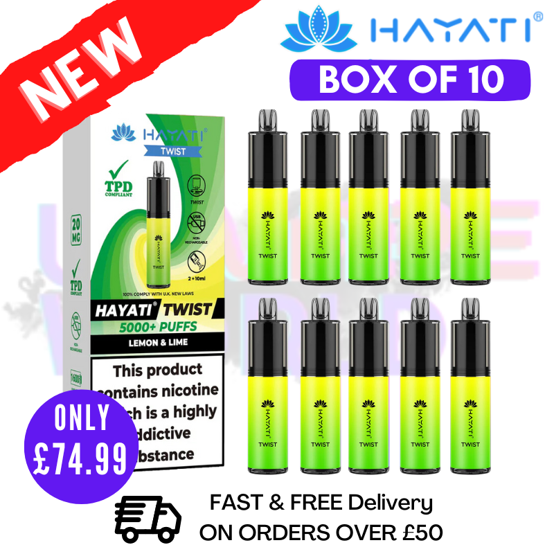 Shop Lemon Lime Hayati Twist 5000 Puff 5K Box Of 10 - UK Vape World
