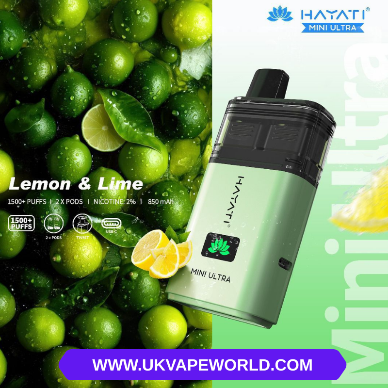 Shop Lemon Lime Hayati Mini Ultra 1500 Puff Twist Prefilled Bar - UK Vape World