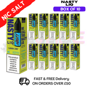 Lemon Lime NastyLiq Nic Salt Box Of 10 - 16.99 Lemon Lime NastyLiq Nic Salt Box Of 10 - 16.99