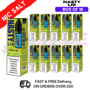 Shop Lemon Lime - NastyLiq Nic Salt Box Of 10 - UK Vape World