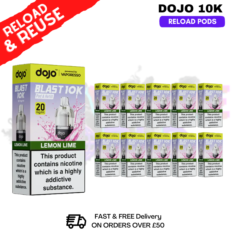 shop Lemon Lime Dojo Blast 10K Replacement Pods Box Of 10 - ukvapeworld