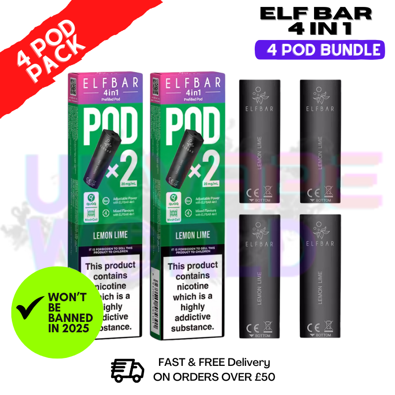 Elf Bar 4 in 1 Replacement Pods Lemon Lime | 2%