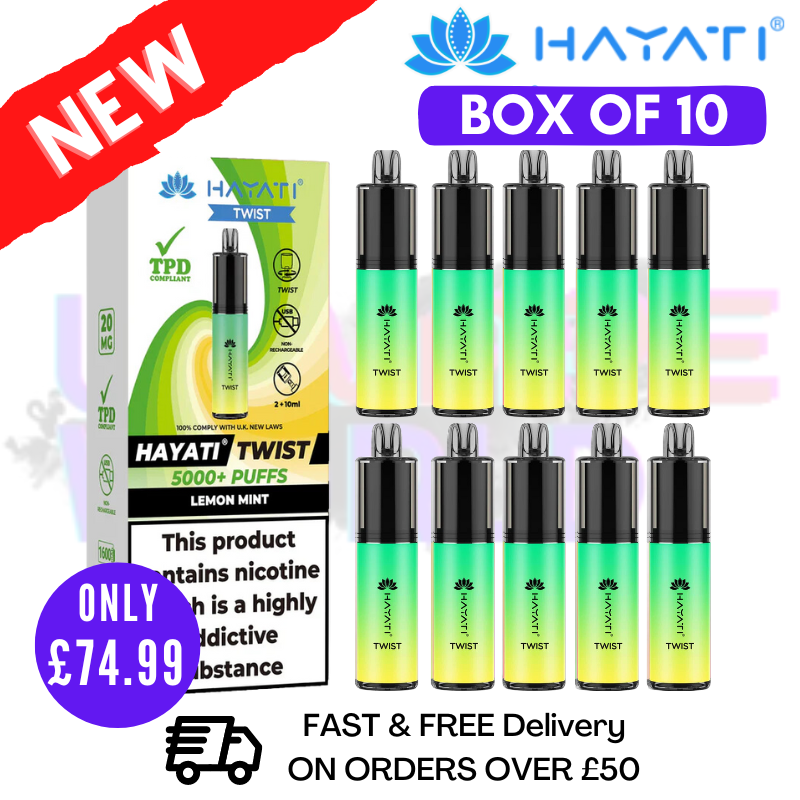 Lemon Mint Hayati Twist 5000 Puff 5K Box Of 10