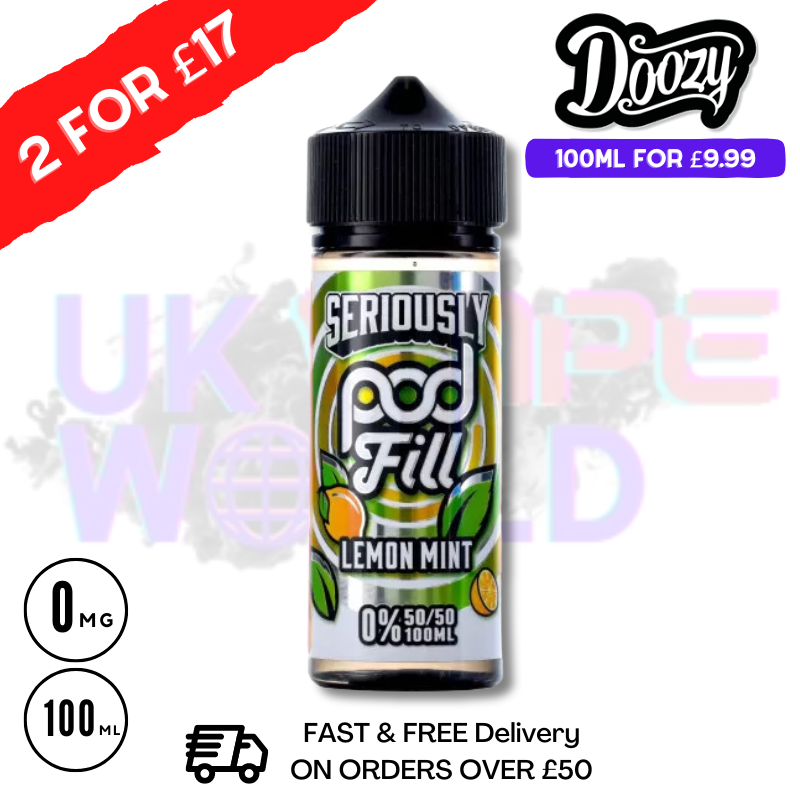 Lemon Mint Seriously PodFill Shortfill Juice (NEW) 100ML Eliquid Lemon Mint Seriously PodFill Shortfill Juice (NEW) 100ML Eliquid