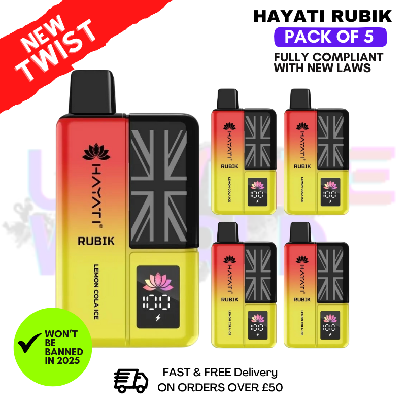 Hayati Rubik 7000 Puff Lemon Cola ICE [PACK OF 5]