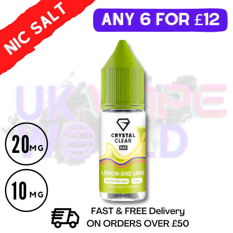 Shop Lemon Lime Crystal Clear Bar Nic 10ML Nicotine Salt eLiquid - UK Vape World