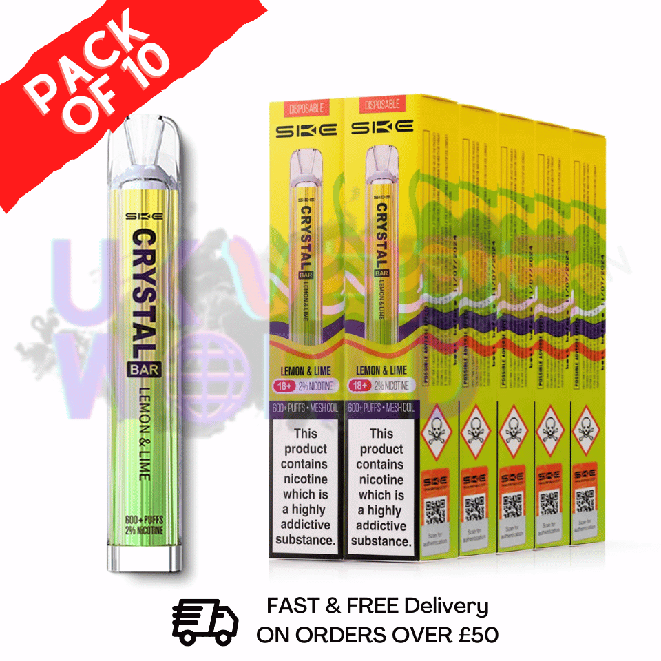 Lemon Lime - Crystal Bar Puffs 600 SKE Box Of 10 - £26.99