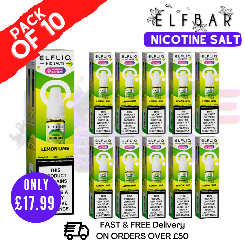 Shop Lemon Lime ElfLiq Nic Salt BOX OF 10 - ONLY £17.99 - UK Vape World