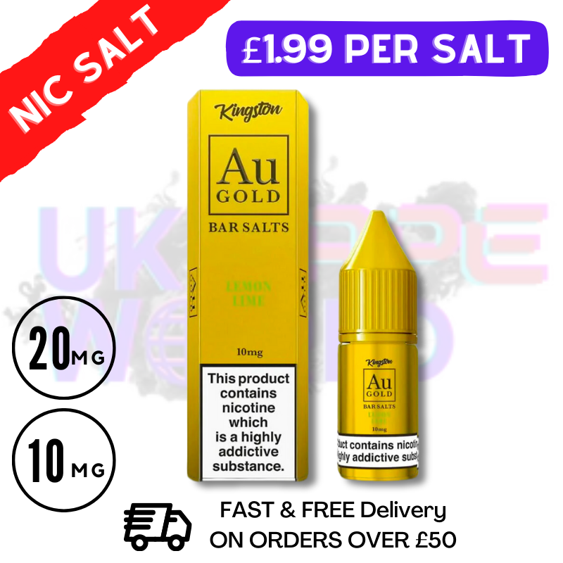 Shop LEMON LIME By Kingston AU Gold Bar Salt 10ML Nicotine Salt eLiquid - UK Vape World