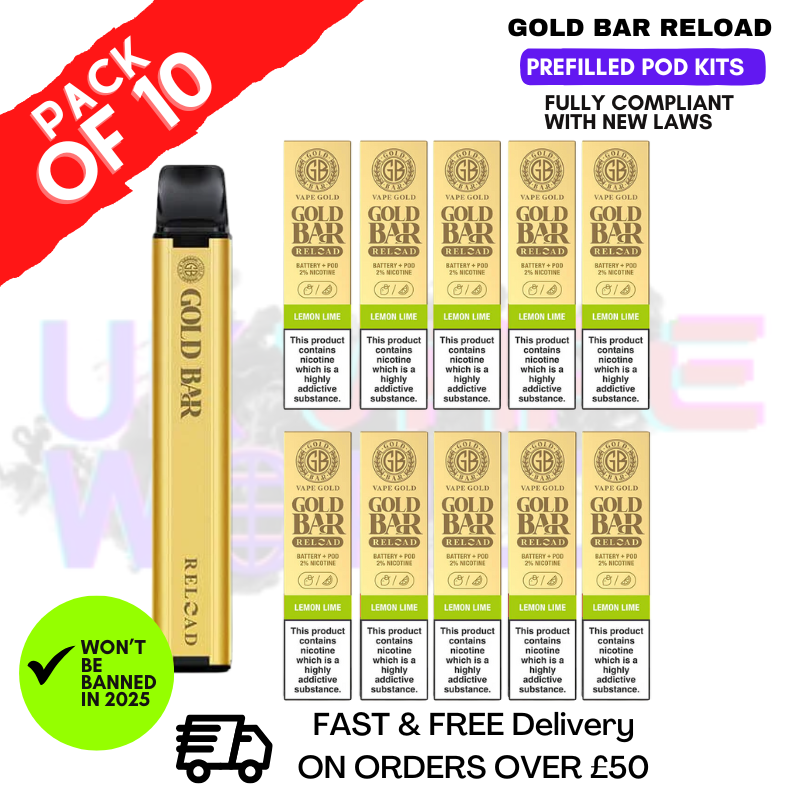 Lemon Lime Gold Bar Reload Prefilled Pod Kit Box of 10