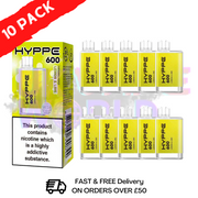 HYPPE BAR Puffs 600 SKE Pack Of 10 Disposable Bars  Lemon and lime: tart lemon, sweet lime, hints of vanilla and a zesty citrus finish. - UK Vape World