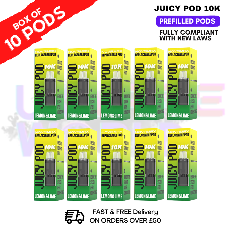 Shop Lemon Lime Juicy Pod 10K Prefilled Pods Box Of 10 - UK Vape World