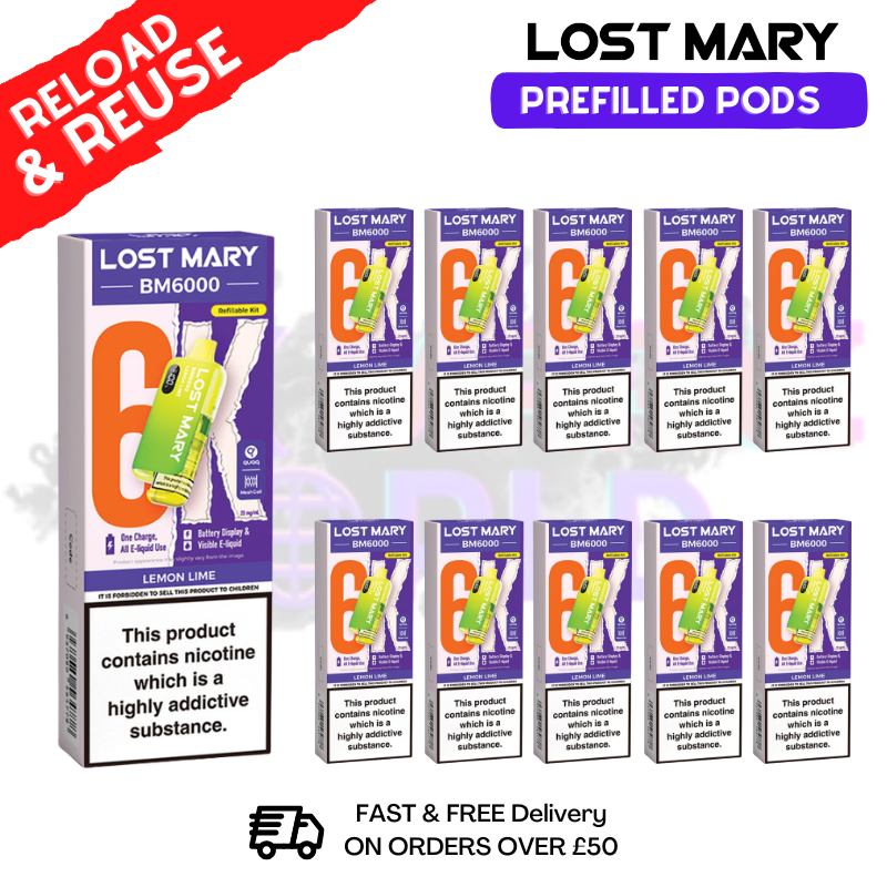Lemon Lime Lost Mary BM6000 Replacement Pods BOX OF 10
