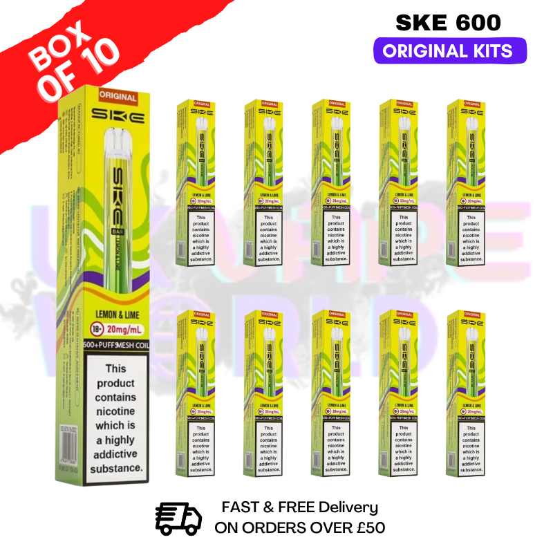 Shop Lemon Lime Crystal Bar Puffs 600 SKE Box Of 10 - UK Vape World