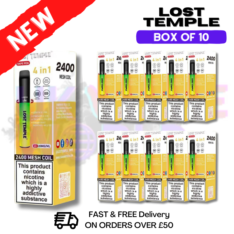 Lemon Lime - Lost Temple 2400 Puff Bar Box Of 10 - UK Vape World