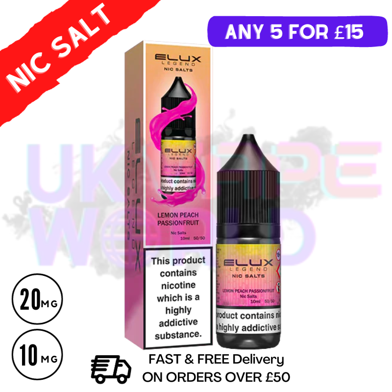 Lemon Peach Passionfruit Elux Legend Nic Salt 10ML eLiquid - UK Vape World