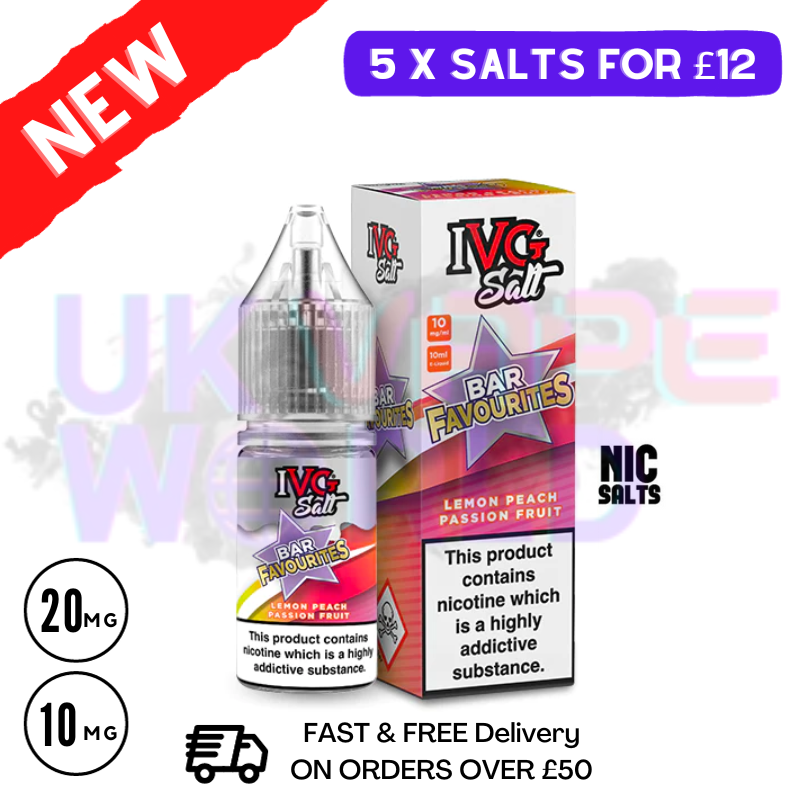 Lemon Peach Passionfruit IVG "Bar Favourites" Salt 10ml Nic Eliquid - UK Vape World