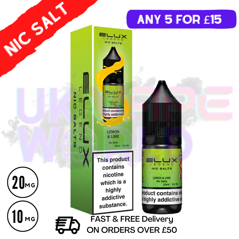 Lemon Lime Elux Legend Nic Salt 10ML eLiquid - UK Vape World