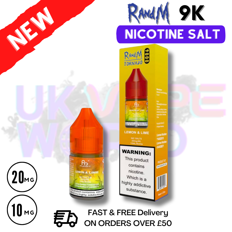 Shop Lemon Lime RandM Tornado 9000 Nic Salt 10ml eLiquid  - UK Vape World