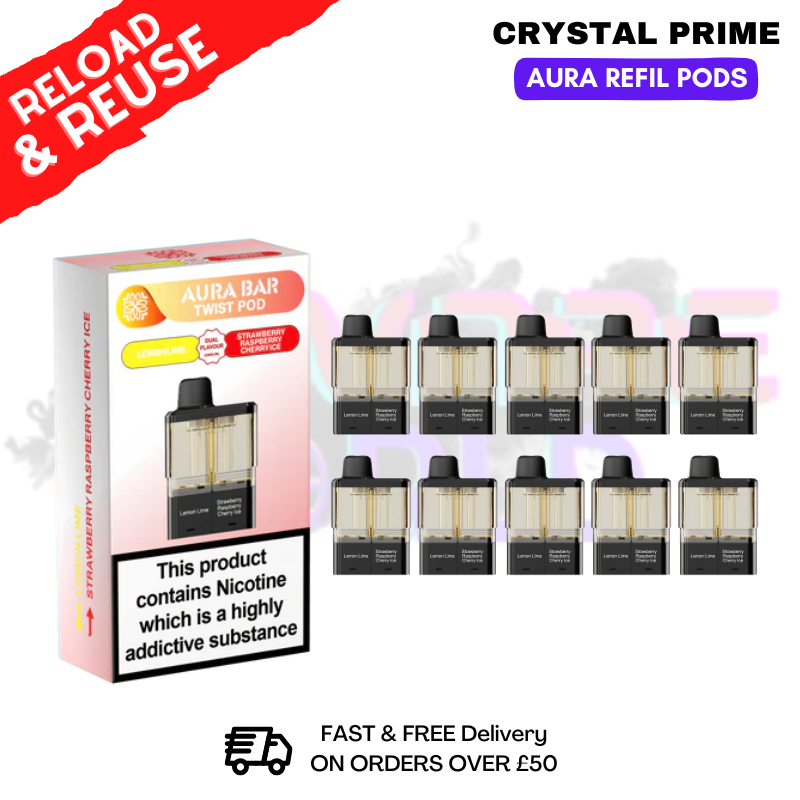 Lemon Lime Crystal Aura 40K Replacement Pods Box Of 10 - ukvapeworld