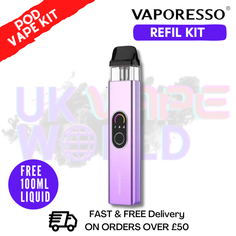 Shop Lilac Purple Vaporesso Xros 4 Pod Vape Kit + Free 100ML Eliquid - UK Vape World