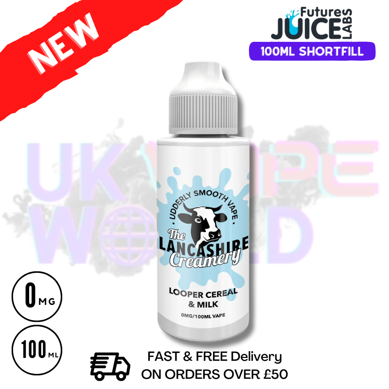 Shop The Lancashire Creamery Looper Cereal And Milk Eliquid 100ml - UK Vape World