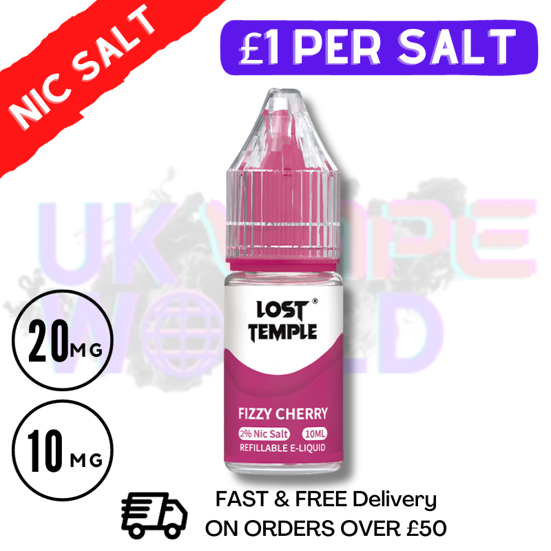 Shop Fizzy CHERRY LOST TEMPLE 10ML Nicotine Salt eLiquid - UK Vape World