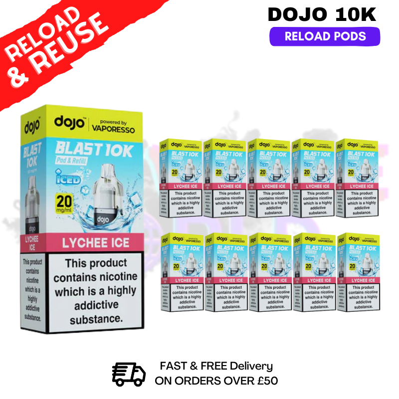 Lychee ICE Dojo Blast 10K Replacement Pods Box Of 10 - ukvapeworld